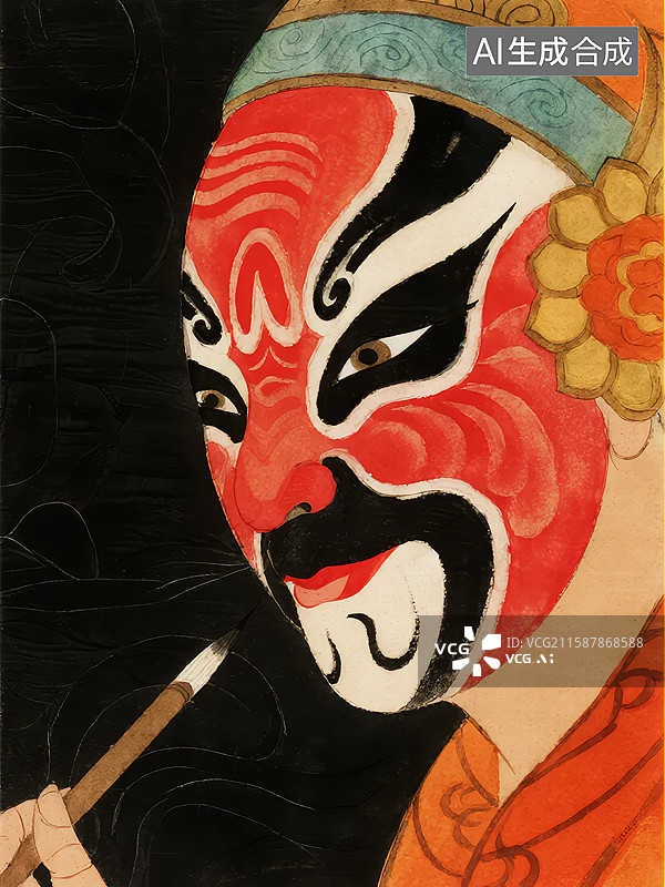 【AI数字艺术】京剧脸谱艺术插画图片素材