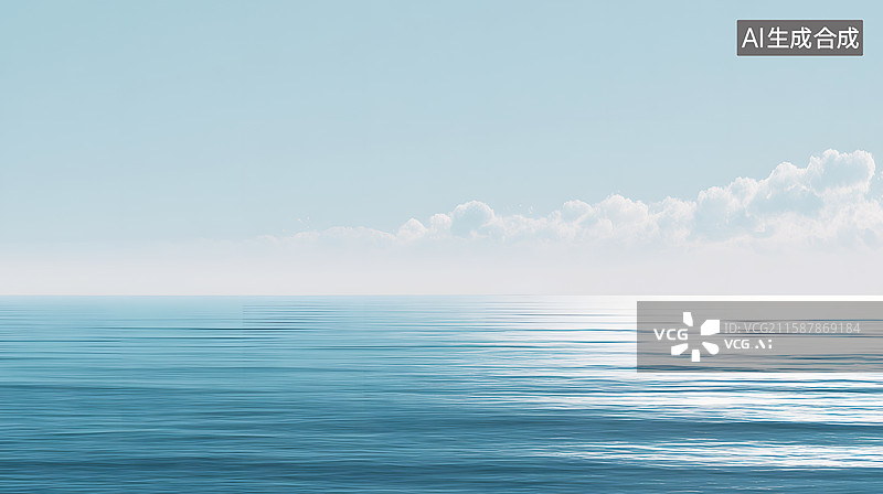 【AI数字艺术】AIGC：宁静海面与澄澈天空图片素材