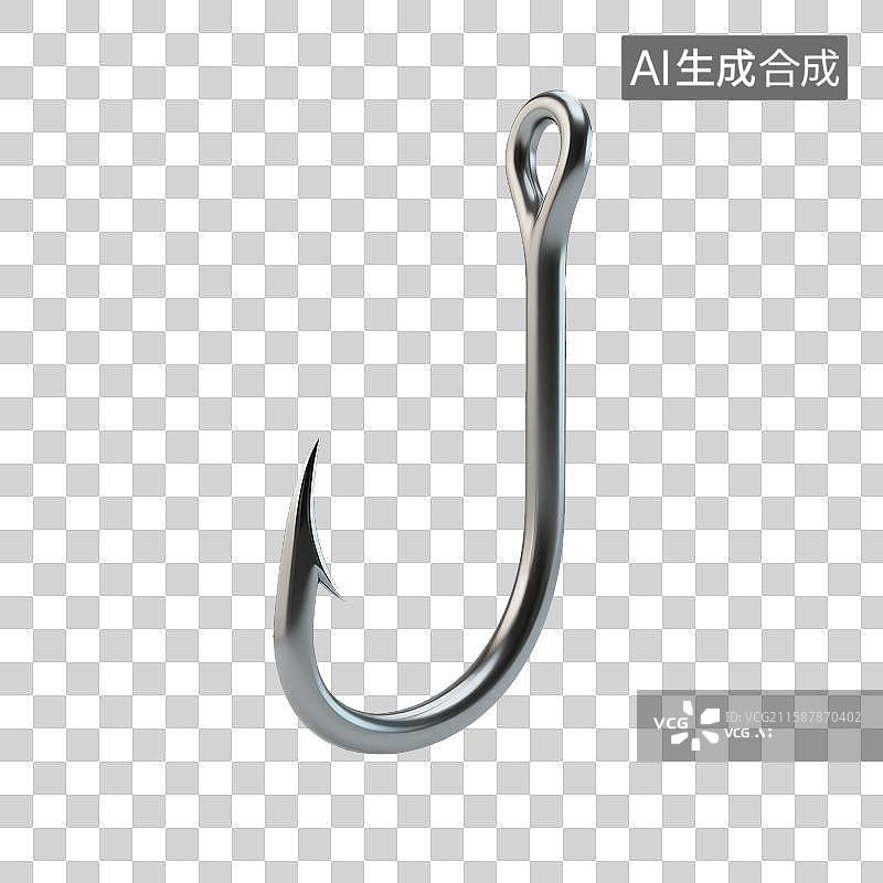 【AI数字艺术】3D渲染免抠图形元素银色金属鱼钩图片素材