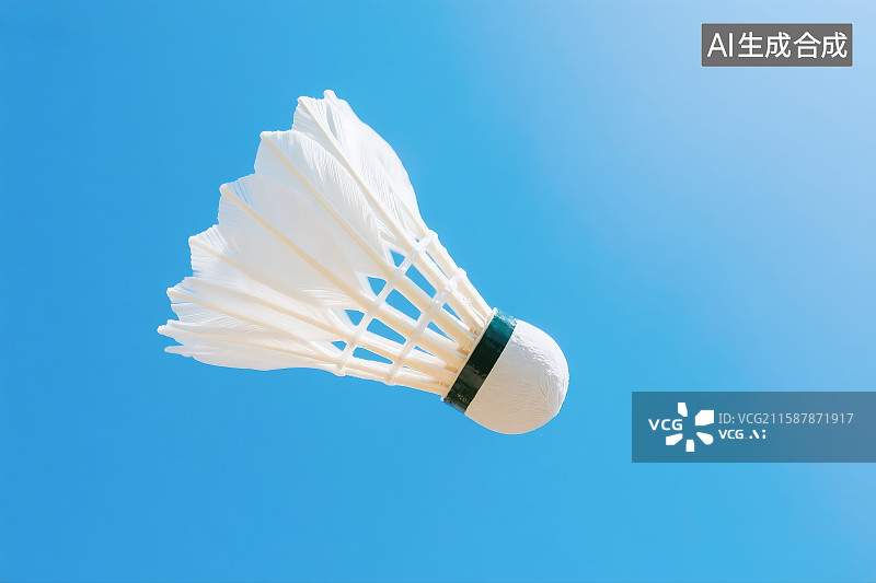 【AI数字艺术】蓝天下飞行的羽毛球 羽毛球 运动体育 健身比赛 羽毛球馆 广告商业背景ppt素材图片素材