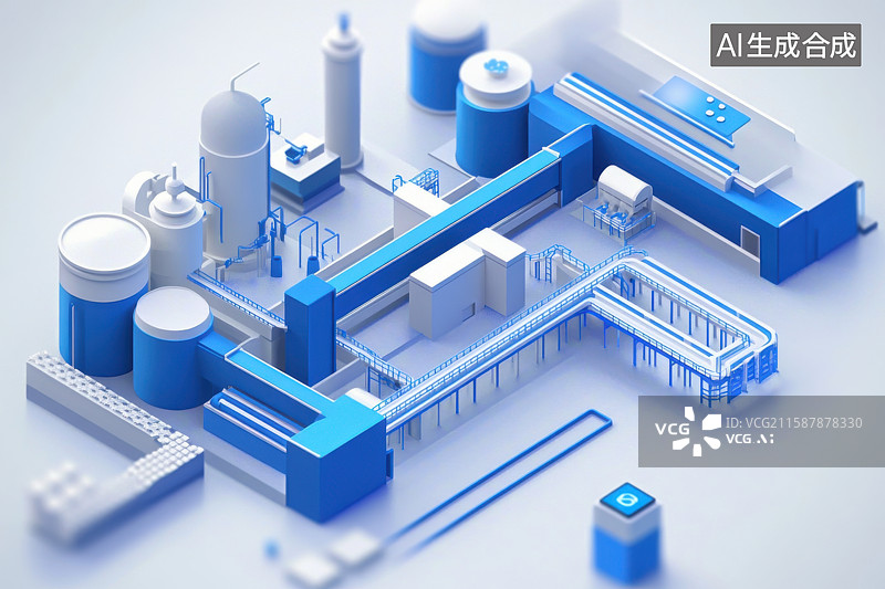 【AI数字艺术】化工厂石化区科技发展概念插画模型图片素材