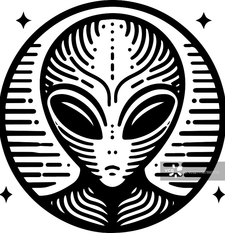 复古外星人面孔标志设计图片素材