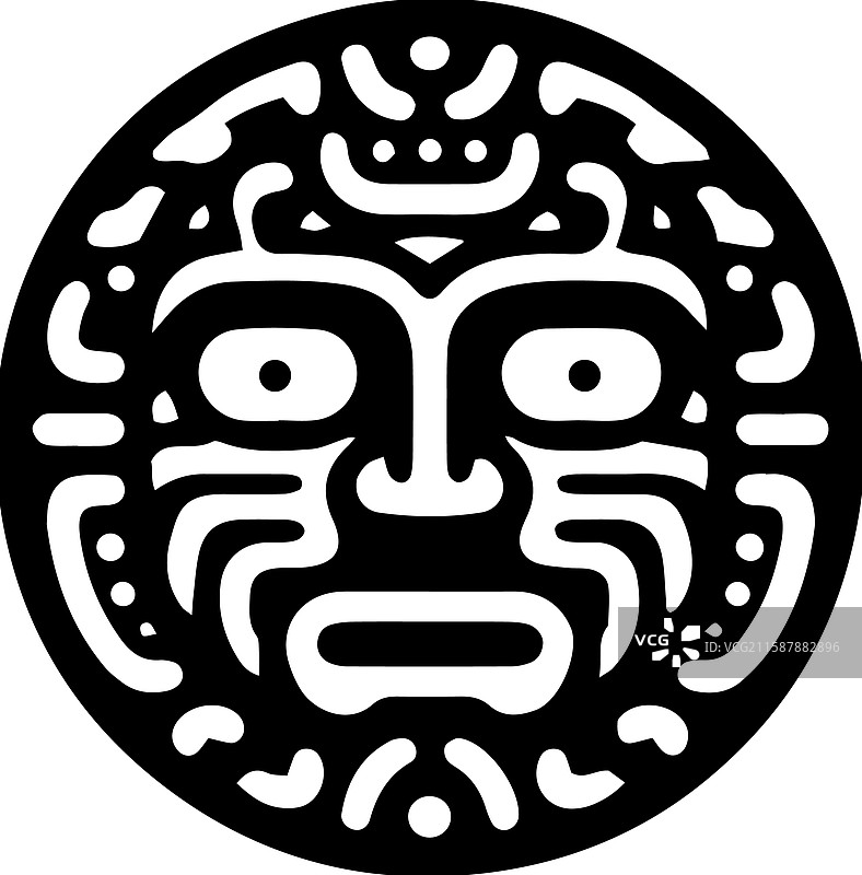 部落面具部落艺术风格雕刻圆形标志图片素材