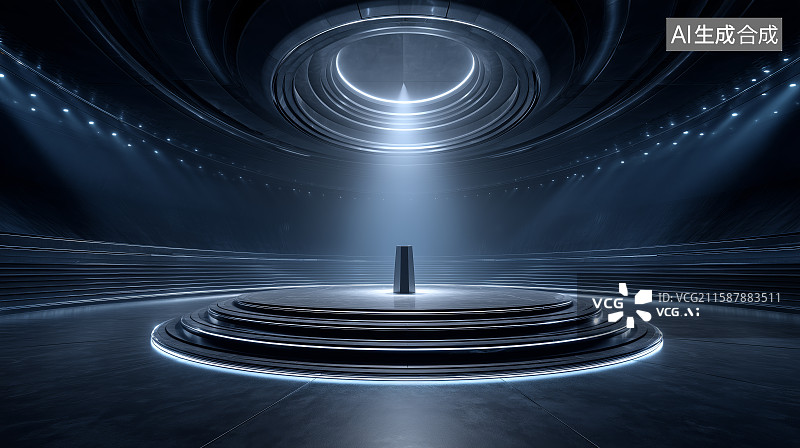 【AI数字艺术】未来科技中央舞台图片素材