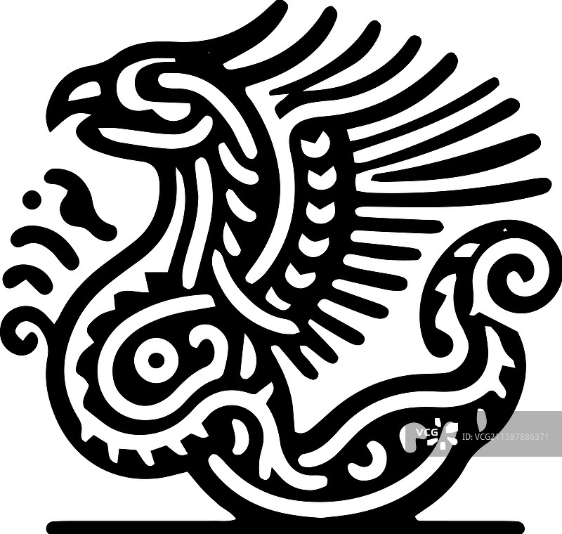 羽蛇神奎兹尔科亚特尔部落艺术风格图片素材