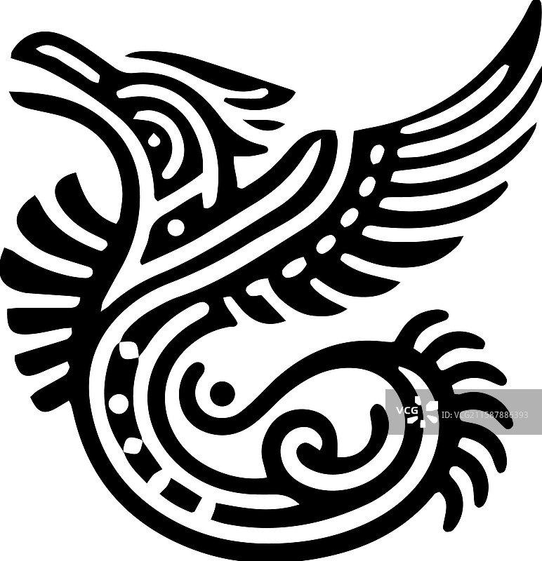 羽蛇神奎兹尔科亚特尔部落艺术风格图片素材