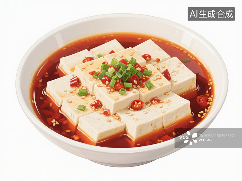 【AI数字艺术】红油豆腐块配葱花图片素材