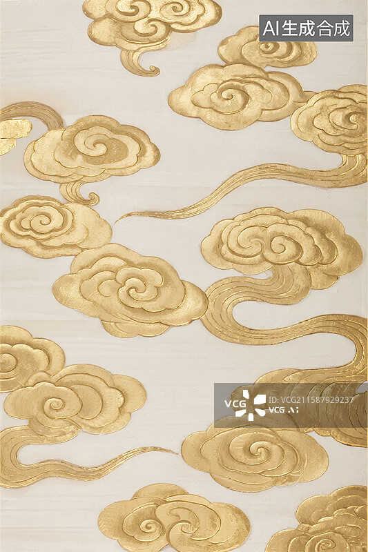 【AI数字艺术】金色祥云图案背景图片素材