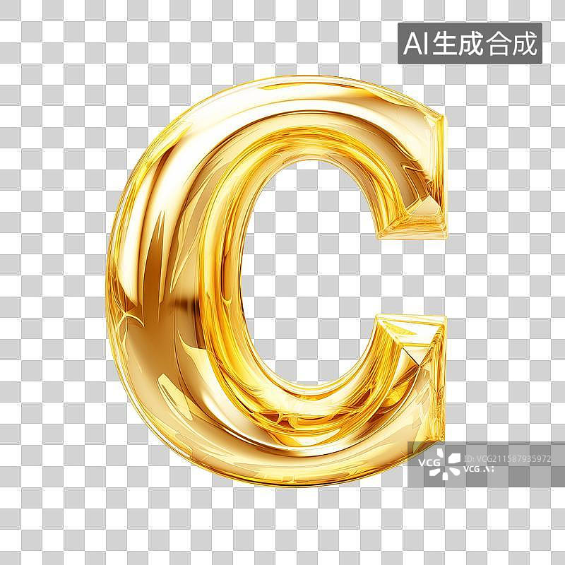 【AI数字艺术】黄金纯金的英文字母大写符号图片素材