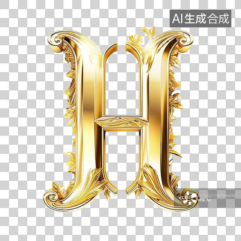 【AI数字艺术】黄金纯金的英文字母大写符号图片素材