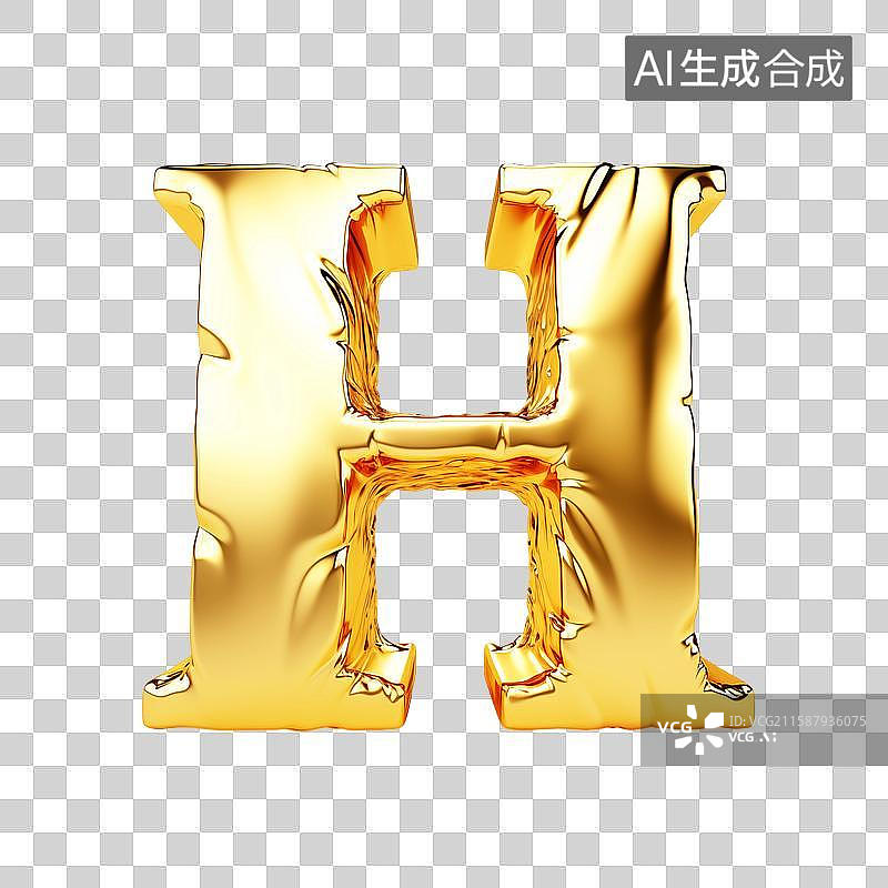 【AI数字艺术】黄金纯金的英文字母大写符号图片素材