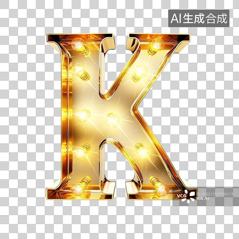 【AI数字艺术】黄金纯金的英文字母大写符号图片素材