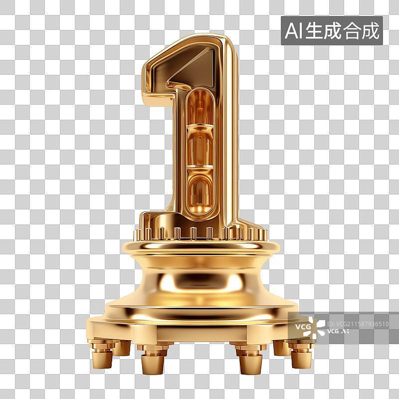 【AI数字艺术】一个黄金纯金的阿拉伯数字数学符号图片素材