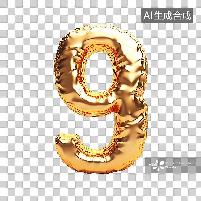 【AI数字艺术】一个黄金纯金的阿拉伯数字数学符号图片素材