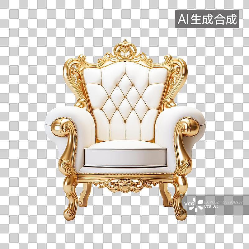 【AI数字艺术】黄金椅子正面特写图片素材