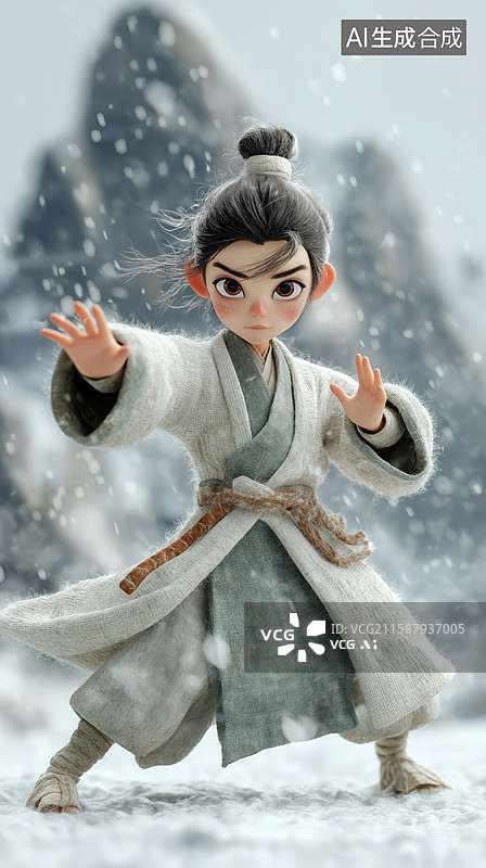 【AI数字艺术】古装少年卡通插画图片素材