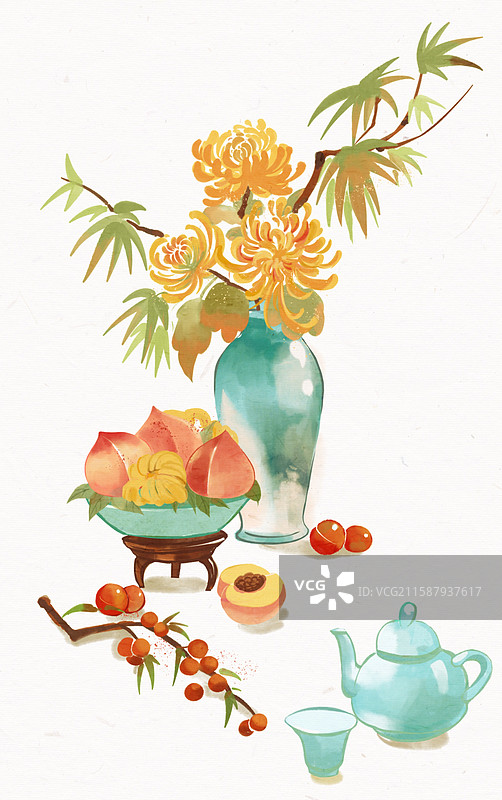 处暑国风节气小品图片素材