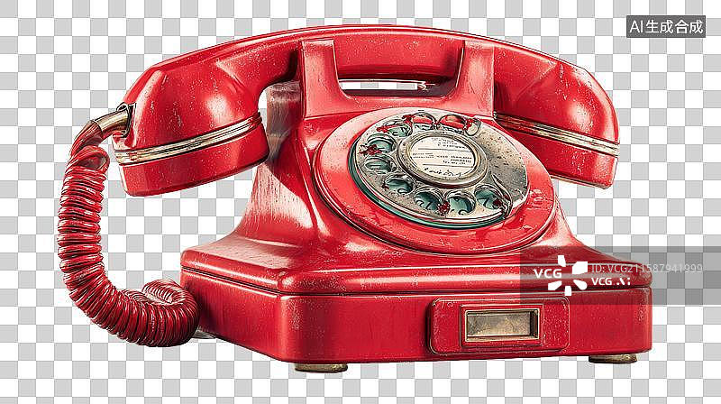【AI数字艺术】红色复古旋转电话图片素材