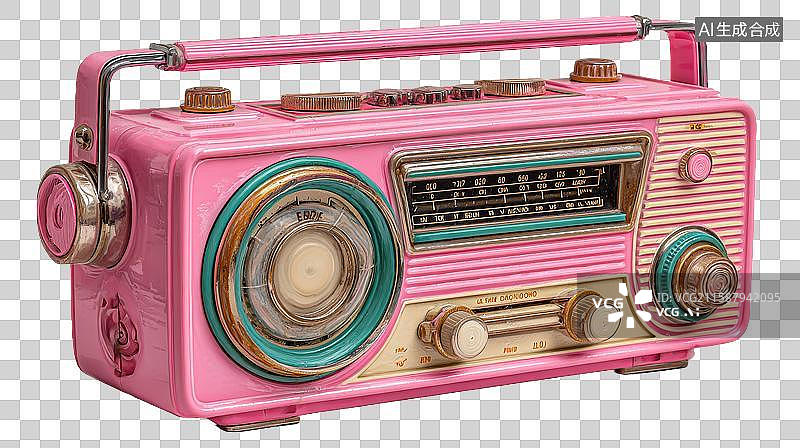 【AI数字艺术】粉色复古收音机图片素材