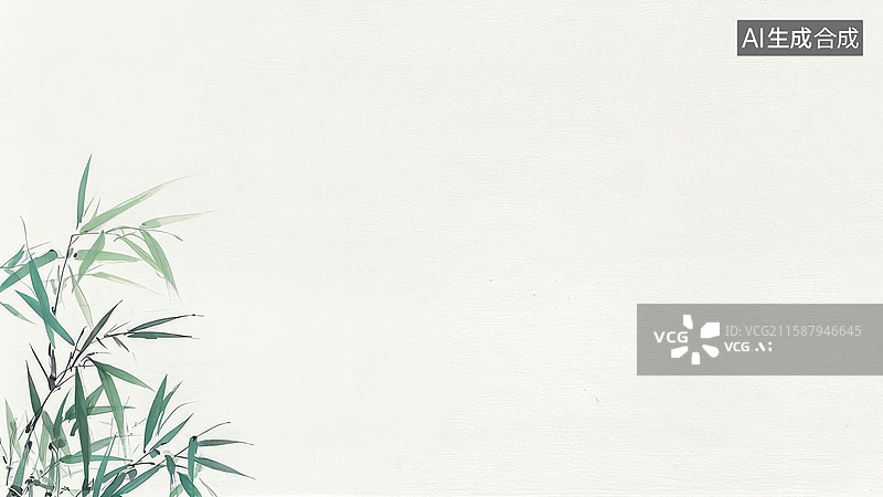 【AI数字艺术】淡雅竹叶边角装饰背景图片素材