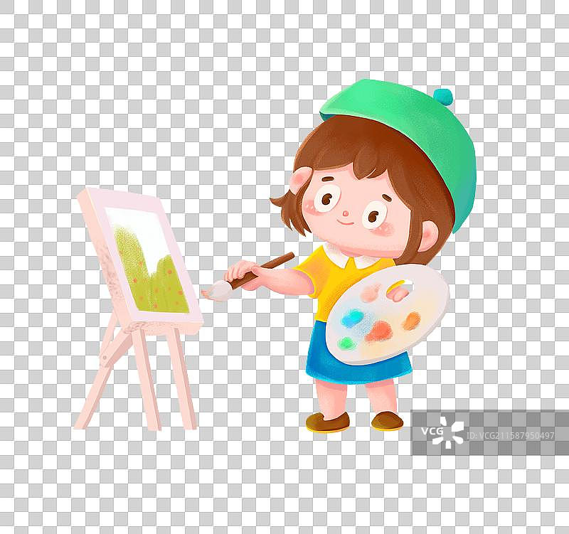 女孩专注画画图片素材