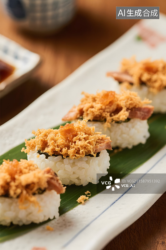 【AI数字艺术】精致海苔肉松寿司图片素材