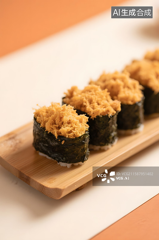 【AI数字艺术】精致海苔肉松寿司图片素材