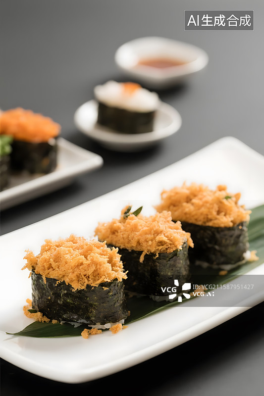 【AI数字艺术】精致海苔肉松寿司图片素材