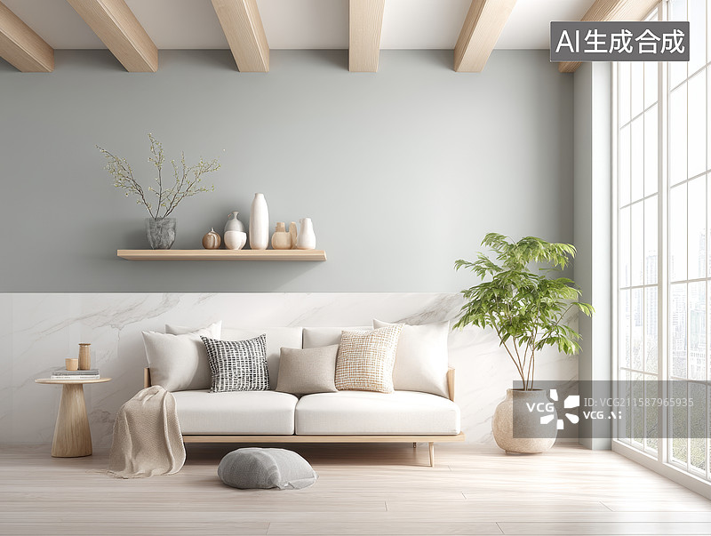 【AI数字艺术】现代简约客厅布置图片素材