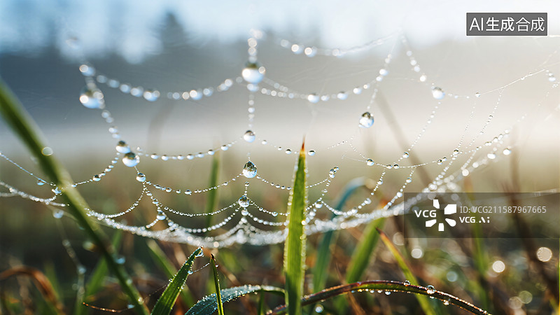 【AI数字艺术】白露晨曦：晶莹露珠图片素材