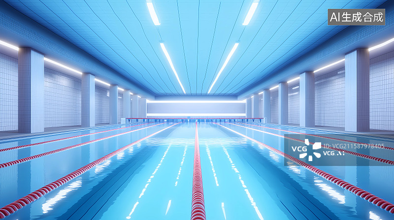 【AI数字艺术】宽敞明亮的游泳池场馆图片素材