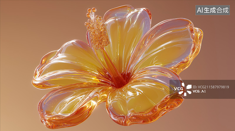 【AI数字艺术】3D玻璃花朵壁纸背景图片素材