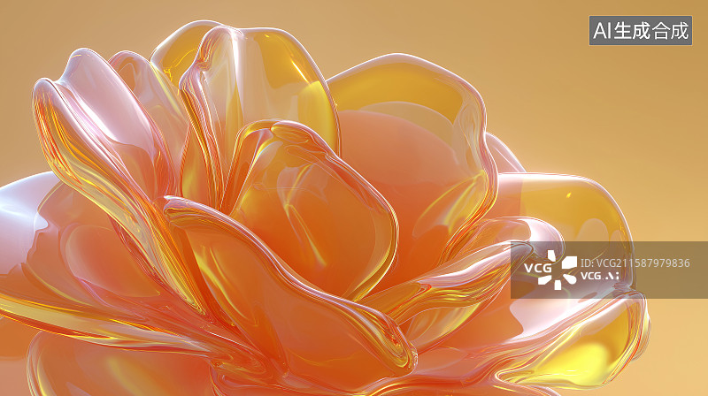【AI数字艺术】3D玻璃花朵壁纸背景图片素材