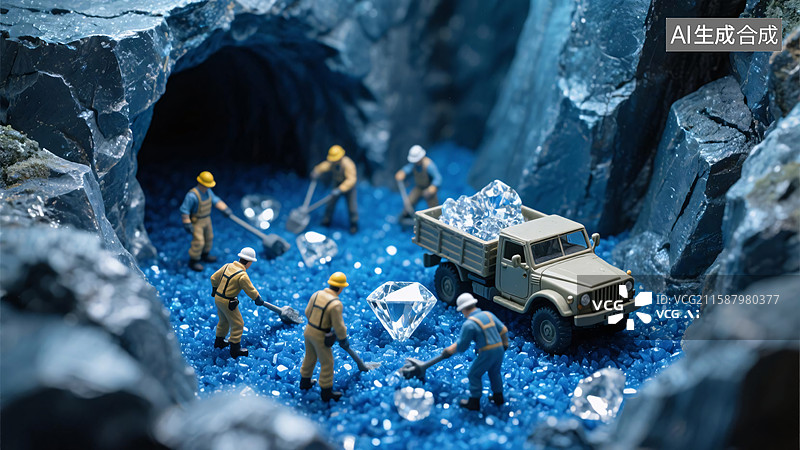 【AI数字艺术】微距钻石开采插画图片素材