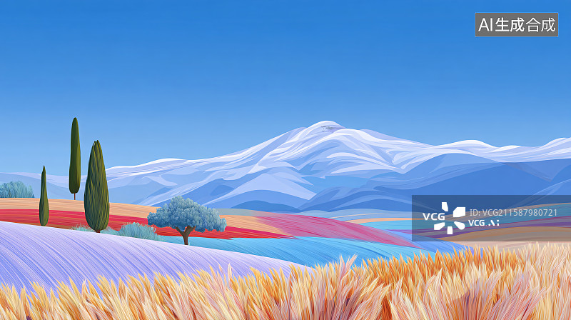 【AI数字艺术】西北自然风景插画图片素材