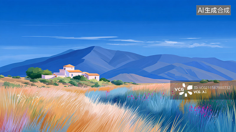 【AI数字艺术】西北自然风景插画图片素材