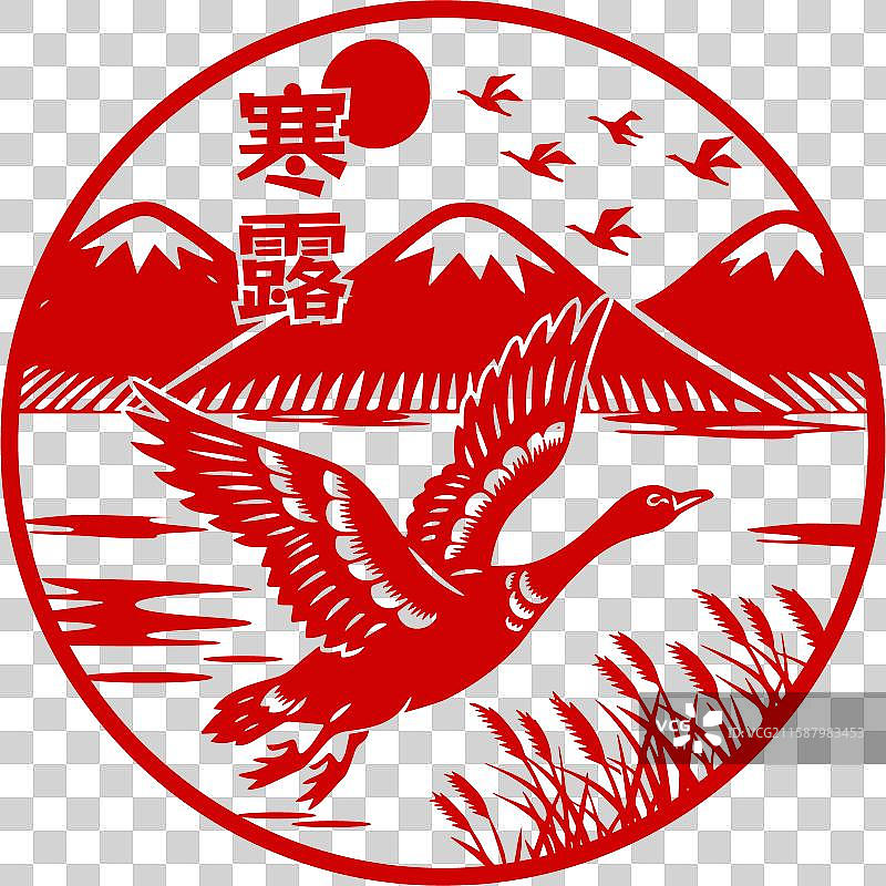 24节气寒露新中式风剪纸风窗花素材图片素材