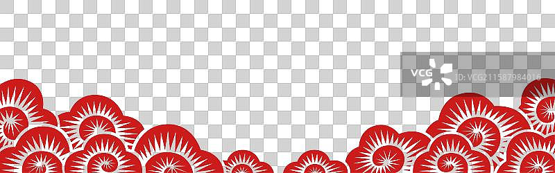 红色春节剪纸祥云插画元素图片素材