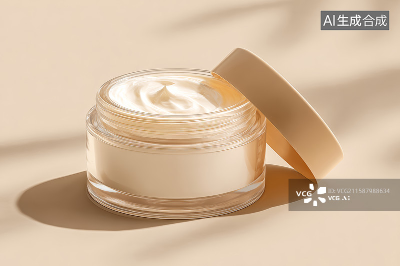 【AI数字艺术】一罐打开盖子的面霜特写图片素材
