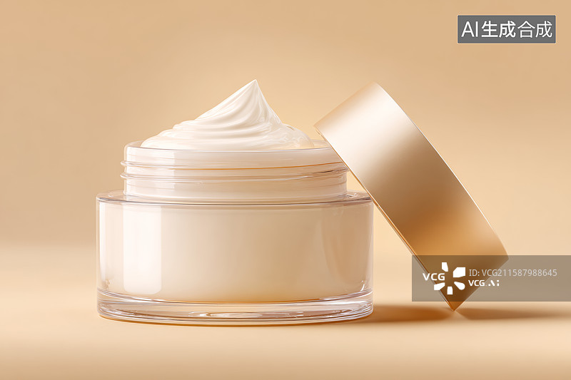 【AI数字艺术】一罐打开盖子的面霜特写图片素材