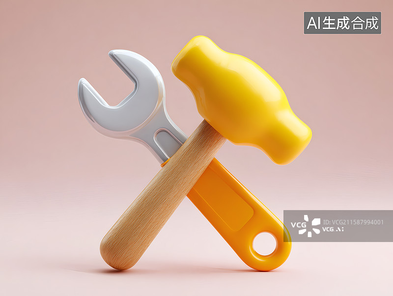【AI数字艺术】一只卡通锤子和扳手图片素材