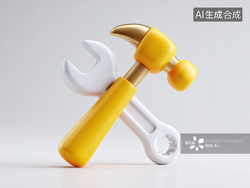 【AI数字艺术】一只卡通锤子和扳手图片素材
