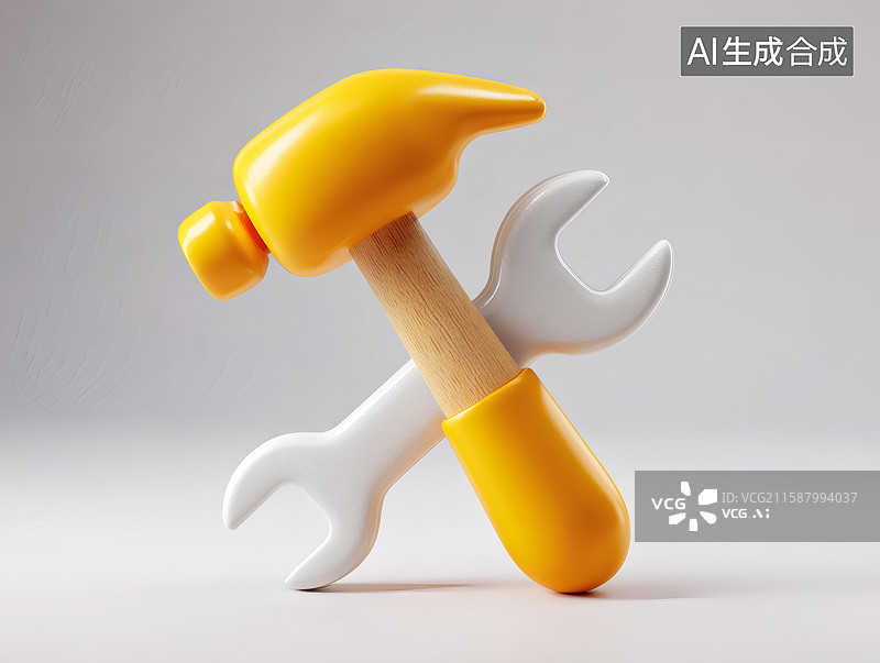 【AI数字艺术】一只卡通锤子和扳手图片素材