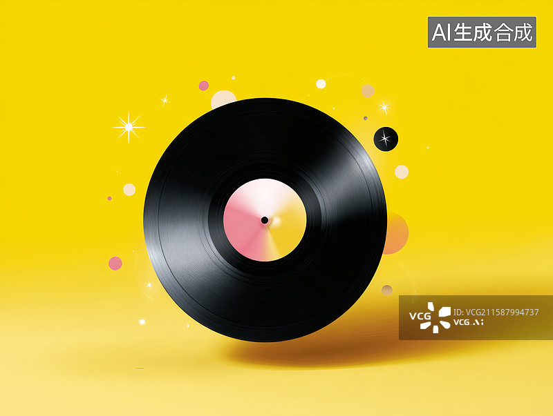 【AI数字艺术】一只卡通音乐唱片图片素材