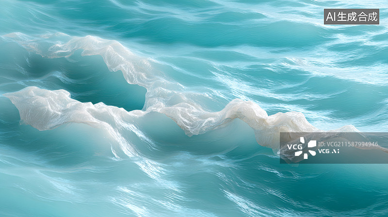 【AI数字艺术】3D卡通翻涌的海浪图片素材