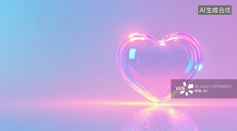 【AI数字艺术】霓虹心形玻璃雕塑图片素材