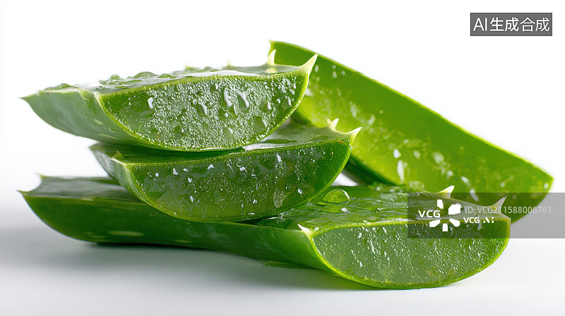 【AI数字艺术】新鲜芦荟切片展示图片素材