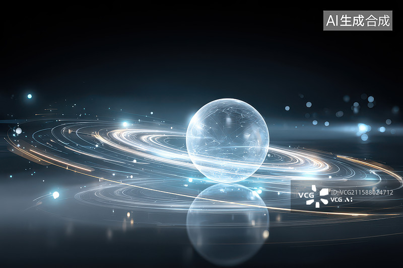【AI数字艺术】透明光球光环宇宙梦幻场景图片素材
