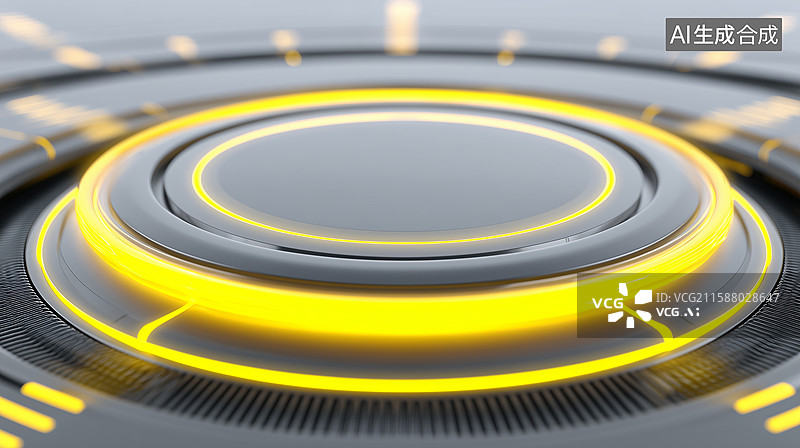【AI数字艺术】黄色科技感发光展示平台图片素材