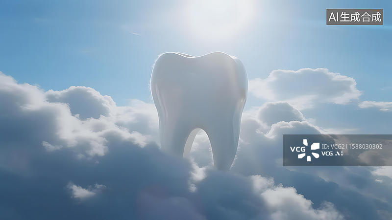 【AI数字艺术】巨大牙齿悬浮云端图片素材